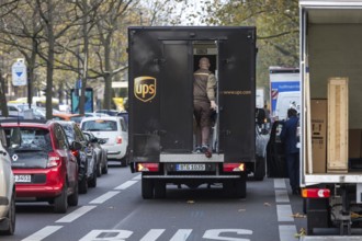 DEU Germany Germany Berlin A UPS parcel courier on Kurfürstendamm