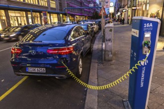 DEU Germany Germany Berlin A Mercedes Benz electric car at a Vattenfall charging station in