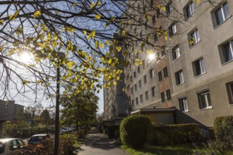 DEU Germany Germany Berlin The sun reflects off a block of flats in Biesdorf