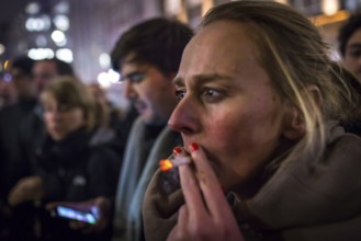 DEU Germany Germany Berlin Smoking for Deniz in front of the Taz. Doris Akrap