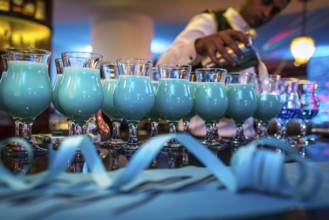 Egypt Hurghada A bartender prepares cocktails