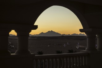 Egypt Hurghada View from the hotel of a desert landscape with mountains