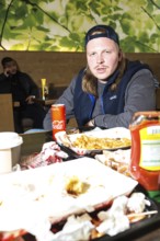 DEU Germany Germany Berlin East German rapper Finch Asozial at Risa Chicken in Tempelhof