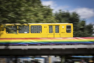 DEU Germany Germany Berlin An underground train arrives at Nollendorfplatz, which is decorated in