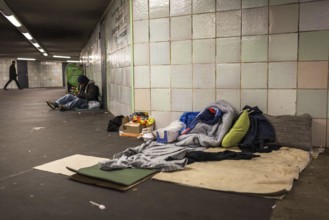 DEU Germany Germany Berlin Sleeping places for homeless people at Moritzplatz underground station,
