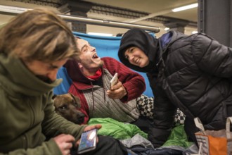 DEU Germany Germany Berlin Homeless people spend the night in a passageway at Lichtenberg