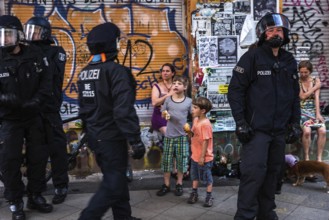 DEU Germany Germany Berlin Scene from Rigaer Straße, where squatters protest against the further