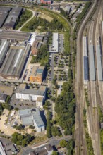 Aerial view, Unionstraße behind Hamm main station, DB Netz AG, production implementation Hamm,