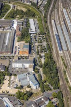 Aerial view, Unionstraße behind Hamm main station, DB Netz AG, production implementation Hamm,