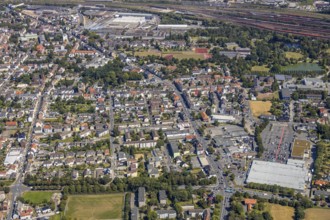 Aerial view, course of Wilhemstraße with new district centre, between former LEZ, now Kaufland in