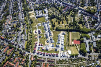 Aerial view, construction area Beisenkamp at Beisenkamp-Gymnasium, Hamm, Ruhr area, North