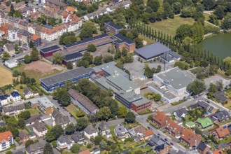 Aerial view, gymnasium renovation Märkisches Gymnasium Hamm, Hamm, Ruhr area, North