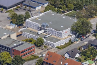 Aerial view, gymnasium renovation Märkisches Gymnasium Hamm, Hamm, Ruhr area, North