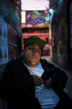 DEU Germany Germany Berlin The rapper and MC Malik in front of his performance in the bathhouse on