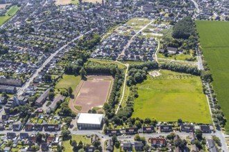 Aerial view, residential park Schulze-Everding, open space and meadow south of Horster Straße,
