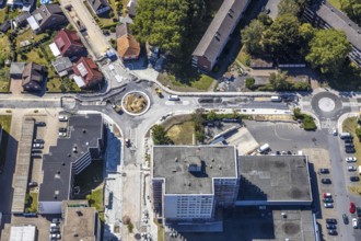Aerial view, road construction, Baumerstrasse, Rautensteinstrasse, Friedrich-Ebert-Strasse,