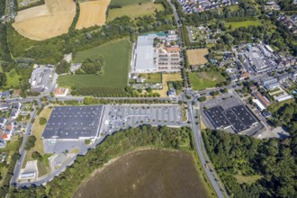 Aerial view, roundabout Münsterstraße Warendorfer Straße, Sachsenring, Heessen, Hamm, Ruhr area,