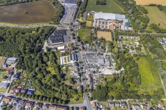 Aerial view, roundabout Münsterstraße Warendorfer Straße, Sachsenring, Heessen, Hamm, Ruhr area,