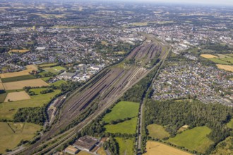 Aerial photo, marshalling yard, overview Lohauserholz, Hamm, Ruhr area, North Rhine-Westphalia,
