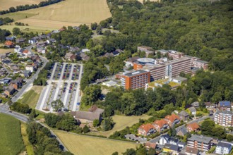Aerial photo, Barbara-Klinik, new car parks, helipad, Heessen, Hamm, Ruhr area, North