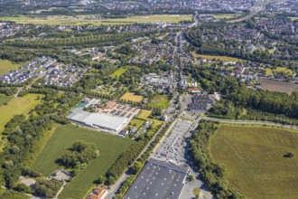 Aerial view, business location Münsterstraße, roundabout Warendorfer Straße - Münsterstraße, Real
