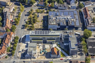 Aerial view, construction site, new building, Pressehaus Westfälischer Anzeiger, Radio Lippewelle,