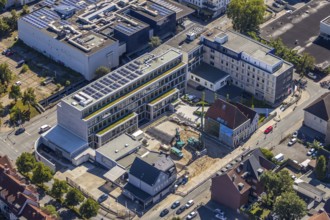 Aerial view, construction site, new building, Pressehaus Westfälischer Anzeiger, Radio Lippewelle,