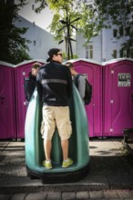 DEU Germany Germany Berlin 1st May demonstration through Kreuzberg.toilets, Dixie KLo