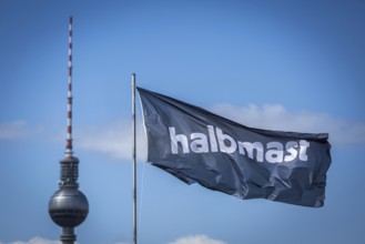 DEU Germany Germany Berlin The alternative project Holzmarkt on the banks of the Spree The flag