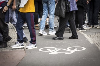 DEU Germany Germany Berlin scene with cyclists in the capital.cyclists and pedestrians get in each
