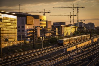 DEU Germany Germany Berlin The new East Side Mall and the Mercedes Benz Arena at sunset