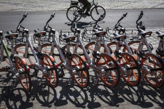DEU Germany Germany Berlin Rental bikes in the city.bikes from the provider Mobike at Bahnhof Zoo