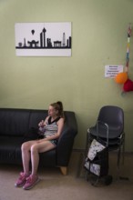 DEU Germany Germany Berlin Homeless woman meet at Eva's Haltestelle, a drop-in centre for those in
