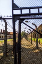 POL Poland Poland Auschwitz barrier fence at the memorial site of the former Auschwitz