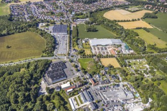 Aerial view, business location Münsterstraße, roundabout Warendorfer Straße - Münsterstraße, Real