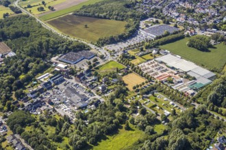 Aerial view, business location Münsterstraße, roundabout Warendorfer Straße - Münsterstraße, Real