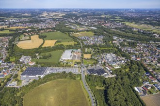 Aerial view, business location Münsterstraße, roundabout Warendorfer Straße - Münsterstraße, Real