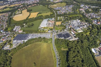 Aerial view, business location Münsterstraße, roundabout Warendorfer Straße - Münsterstraße, Real