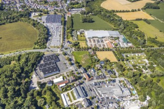 Aerial view, business location Münsterstraße, roundabout Warendorfer Straße - Münsterstraße, Real