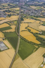 Aerial photograph, B63n South route corridor, Nordböggen, Pelkum, Hamm, Ruhr area, North