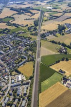 Aerial photograph, B63n South route corridor, Nordböggen, Pelkum, Hamm, Ruhr area, North