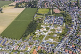 Aerial view, residential park Schulze-Everding, open space and meadow south of Horster Straße,