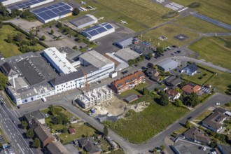 Aerial photo, construction area Seeburger Straße, airfield EDLH, Hamm, Ruhr area, North