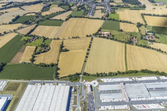 Aerial view, DPD depot in Hamm, truck stop Osterbönener Weg, logistics centre, Hamm, Ruhr area,