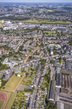 Aerial view, overview Hamm-Westen, view north direction canal - harbour, Hamm, Ruhr area, North