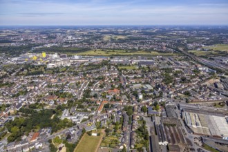 Aerial view, overview Hamm-Westen, view north direction canal - harbour, Hamm, Ruhr area, North