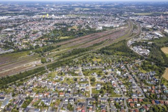 Aerial photo, marshalling yard, overview Lohauserholz, Hamm, Ruhr area, North Rhine-Westphalia,