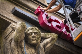 DEU Germany Germany Berlin The dismantling of the TAZ lettering on the old TAZ building on