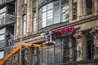 DEU Germany Germany Berlin The dismantling of the TAZ lettering on the old TAZ building on