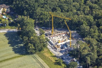 Aerial view, construction work on Dresdener Straße, Bockheideweg, Herringen, Hamm, Ruhr area, North